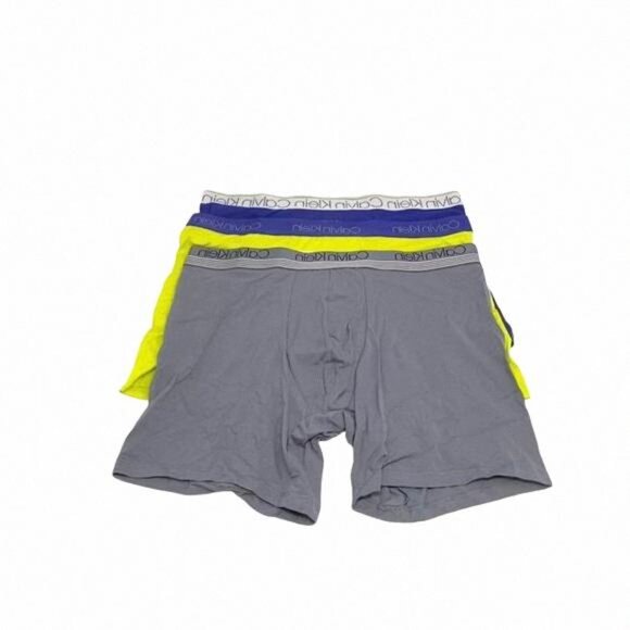 💖MEGA SALE💖Calvin Klein 3 Boxer Brief Blue Lime NB2730901 Men's Cotton Gray - Picture 1 of 8